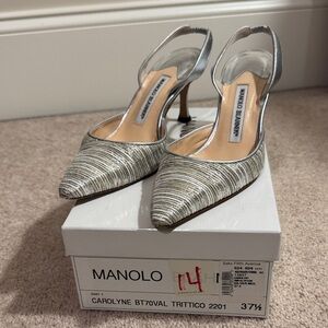 Manolo Blahnik Metallic Striped Heels